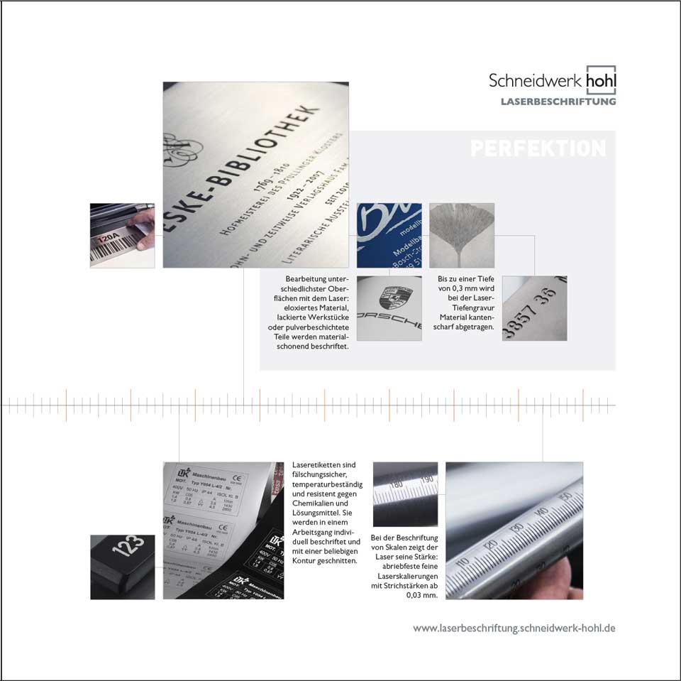 Hohl Imagebroschure Laserbeschriftung: Details aus den präzisen Lasergravuren